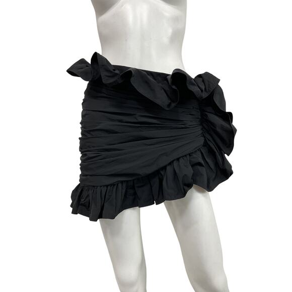 Area 'Ruffled' Black Nylon Mini Skirt Size 2 - Picture 2 of 5